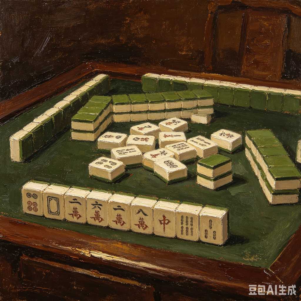 mahjong set with dice and chips